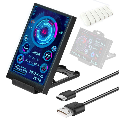 3.5 Inch IPS View All Computer Monitor USB Chassis Vice Screen Set 1 (Black) - HoMEdemic™ 