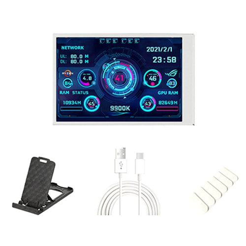 3.5 Inch IPS View All Computer Monitor USB Chassis Vice Screen Set 1 (White) - HoMEdemic™ 