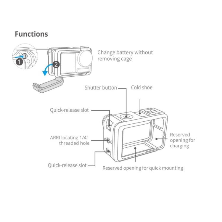 PGYTECH For DJI Osmo Action 3 Aluminum Alloy Camera Housing Shell Expansion Protective Frame - HoMEdemic™ 