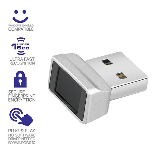 TRU7 USB Fingerprint Reader Module for Windows 8 / 10 / 11 Hello(Silver Gray) - HoMEdemic™ 