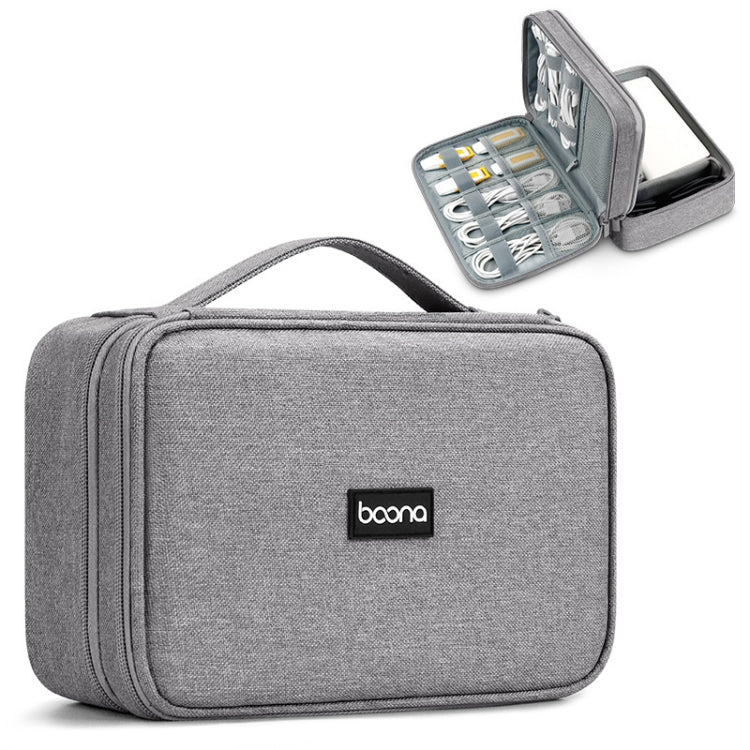 Baona Multifunctional Earphone Data Cable Digital Storage Bag, Spec: 2-layer Box (Gray) - HoMEdemic™ 