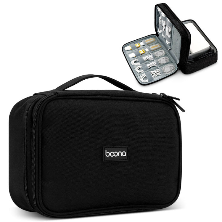 Baona Multifunctional Earphone Data Cable Digital Storage Bag, Spec: 2-layer Box (Black) - HoMEdemic™ 