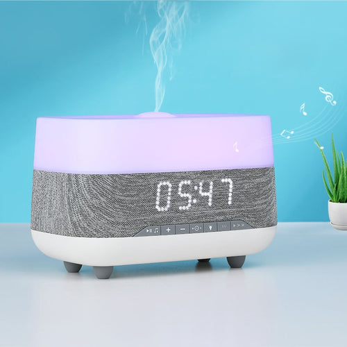 300ml Bluetooth Clock Aromatherapy Humidifier with Seven-color Ambient Light,EU Plug(Gray White) - HoMEdemic™ 