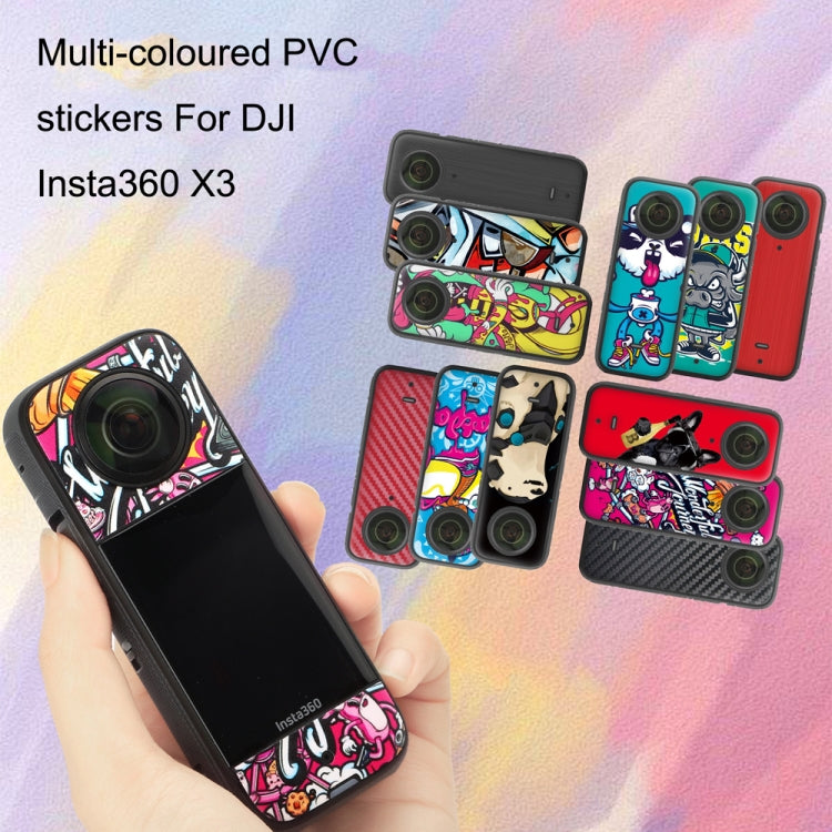 Sunnylife IST-TZ485 For DJI Insta360 X3 Panoramic Camera PVC Protection Scraper Film Stickers(Polar Bear+Carbon Pattern Red) - HoMEdemic™ 