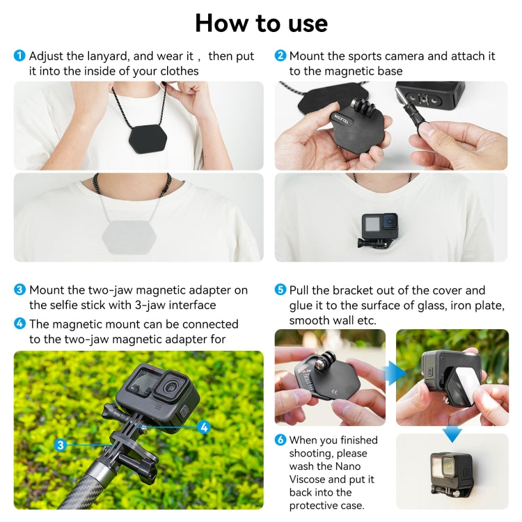 TELESIN Magnetic Action Camera Quick Release Bracket Mount,Spec: Extended Suit - HoMEdemic™ 