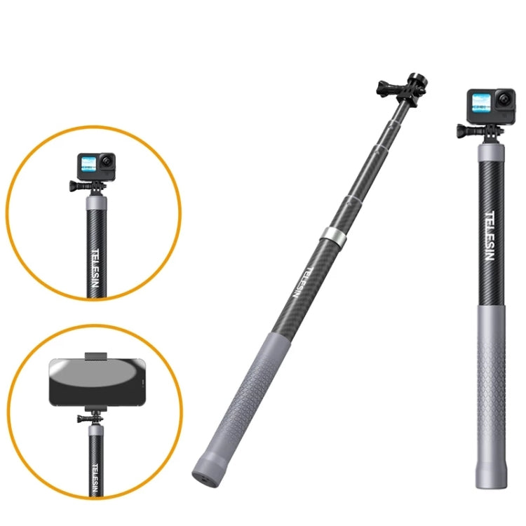 TELESIN 1.2m Carbon Fiber Monopod Selfie Stick With 1/4 Screw For Action Cameras - HoMEdemic™ 