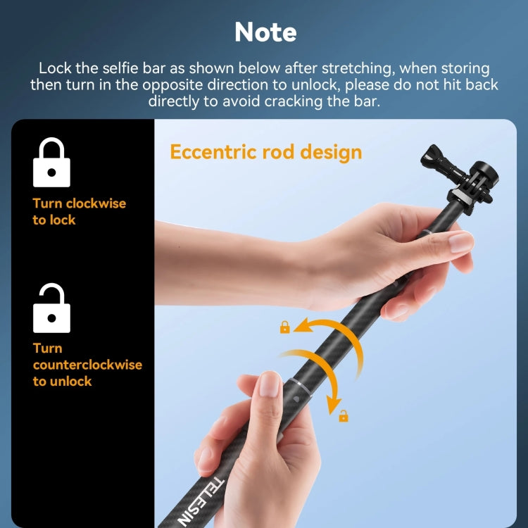 TELESIN 1.2m Carbon Fiber Monopod Selfie Stick With 1/4 Screw For Action Cameras - HoMEdemic™ 