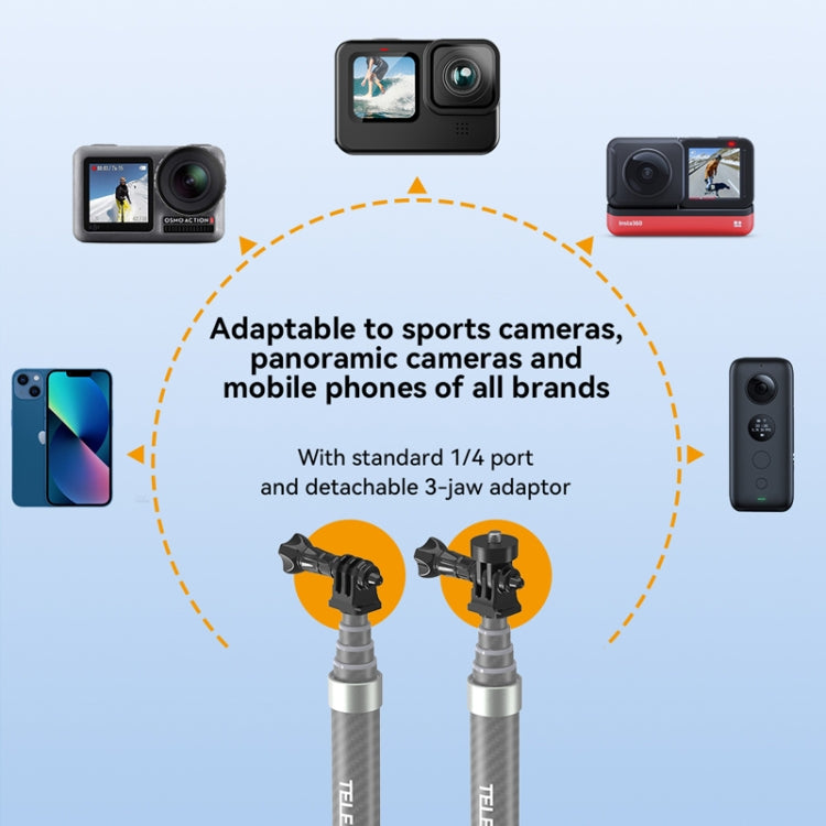 TELESIN 1.2m Carbon Fiber Monopod Selfie Stick With 1/4 Screw For Action Cameras - HoMEdemic™ 