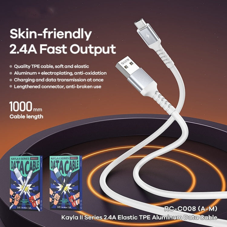 REMAX RC-C008  USB To 8 Pin 2.4A TPE Soft Anti-breakage Data Cable,Length 1m(White) - HoMEdemic™ 
