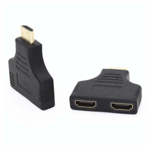 5pcs HDMI Male To 2 HDMI Female Adapter HD Computer Conversion Transformation Plug(Black) - HoMEdemic™ 