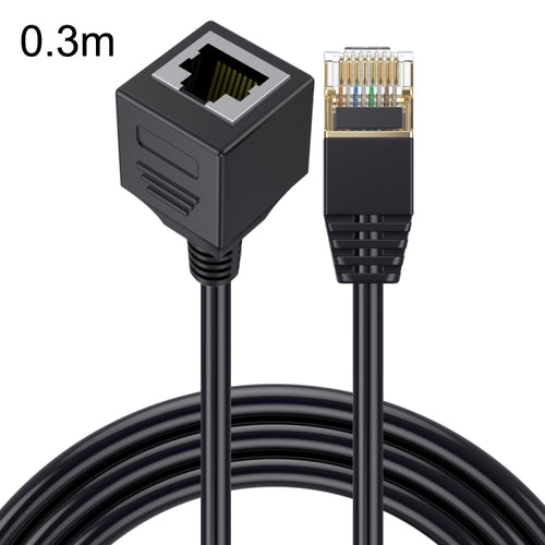 Straight Head 0.3m Cat 8 10G Transmission RJ45 Male To Female Computer Network Cable Extension Cable(Black) - HoMEdemic™ 