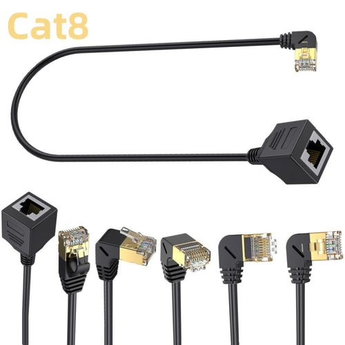 Straight Head 0.3m Cat 8 10G Transmission RJ45 Male To Female Computer Network Cable Extension Cable(Black) - HoMEdemic™ 