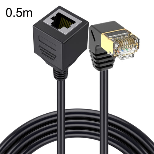 Down Bend 0.5m Cat 8 10G Transmission RJ45 Male To Female Computer Network Cable Extension Cable(Black) - HoMEdemic™ 