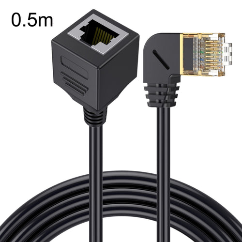 Right Bend 0.5m Cat 8 10G Transmission RJ45 Male To Female Computer Network Cable Extension Cable(Black) - HoMEdemic™ 