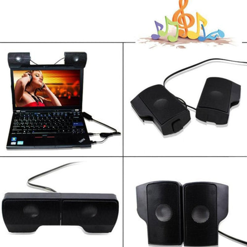 Mini Clip-On USB Stereo Speaker Soundbar for Notebook Laptop PC Desktop Tablet(Black) - HoMEdemic™ 