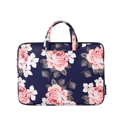 H40-B01 White Rose Pattern Laptop Case Bag Computer Liner Bag With Handle, Size: 15 Inch(Blue) - HoMEdemic™ 