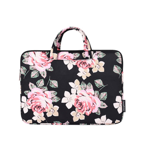 H40-B01 White Rose Pattern Laptop Case Bag Computer Liner Bag With Handle, Size: 15 Inch(Black) - HoMEdemic™ 