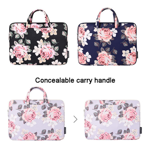 H40-B01 White Rose Pattern Laptop Case Bag Computer Liner Bag With Handle, Size: 15 Inch(Blue) - HoMEdemic™ 