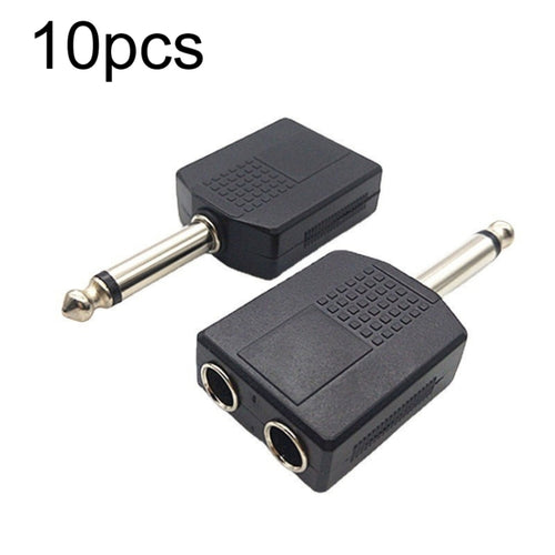 10pcs 6.5mm Male Mono To Dual 6.5mm Female Audio Conversion Connector(Black) - HoMEdemic™ 