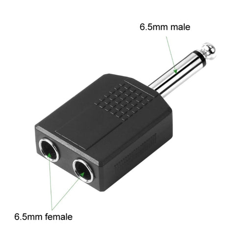 10pcs 6.5mm Male Mono To Dual 6.5mm Female Audio Conversion Connector(Black) - HoMEdemic™ 