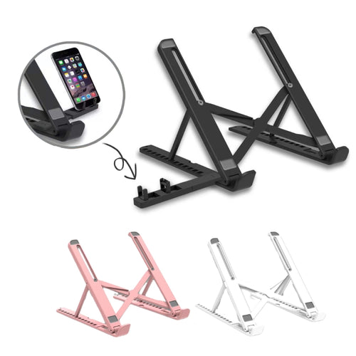 2 In 1 Laptop Mobile Phone Stand Heightening Cooling Stand(Black) - HoMEdemic™ 