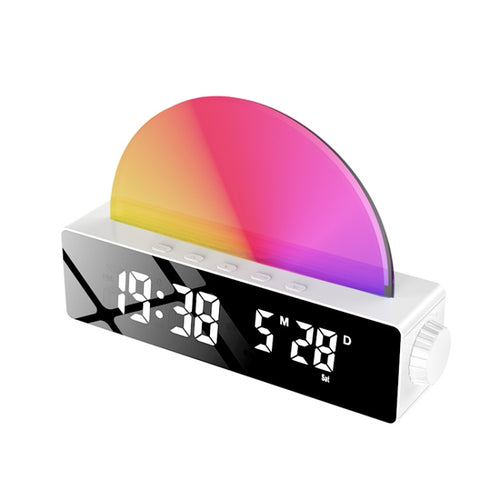 S286 Sunset Light LED Digital Display Electronic Clock USB Plug-in Desktop Temperature Alarm Clock(White) - HoMEdemic™ 