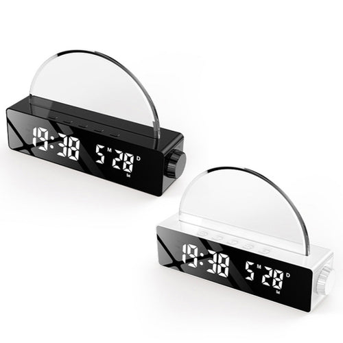 S286 Sunset Light LED Digital Display Electronic Clock USB Plug-in Desktop Temperature Alarm Clock(Black) - HoMEdemic™ 