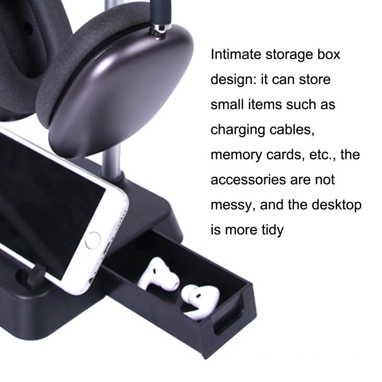 For AirPods Max Hifylux AP-HF5 Headphone Stand Mobile Phone Holder Storage Box(Black) - HoMEdemic™ 