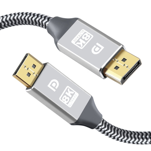 1.5m 1.4 Version DP Cable Gold-Plated Interface 8K High-Definition Display Computer Cable 30AWG OD:6.3MM With Nylon Mesh(Silver) - HoMEdemic™ 