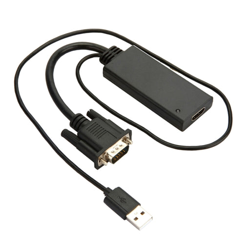 HD55Y VGA To HDMI Adapter Cable VGA+USB To HD 1080P Converter With Power Supply(Black) - HoMEdemic™ 