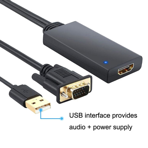 HD55Y VGA To HDMI Adapter Cable VGA+USB To HD 1080P Converter With Power Supply(Black) - HoMEdemic™ 