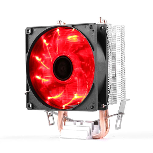 Desktop Computer Double Copper Tube CPU Radiator Super Quiet Red Light 3-pin Single Fan - HoMEdemic™ 