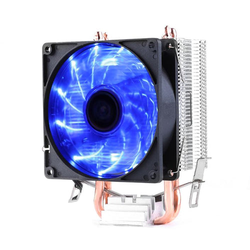 Desktop Computer Double Copper Tube CPU Radiator Super Quiet Blue Light 3-pin Single Fan - HoMEdemic™ 