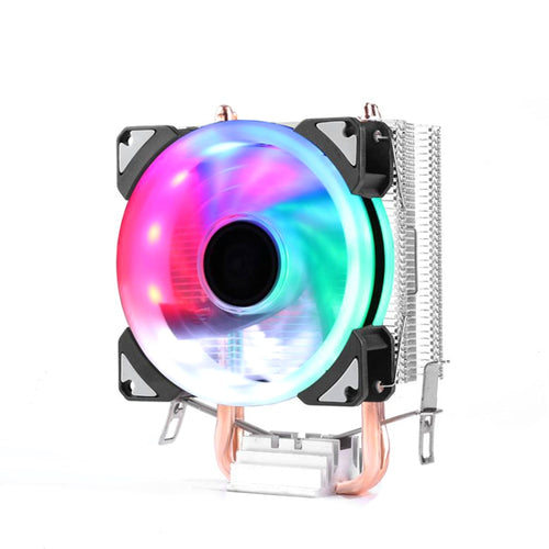 Desktop Computer Double Copper Tube CPU Radiator Super Quiet Color Light 3-pin Single Fan - HoMEdemic™ 