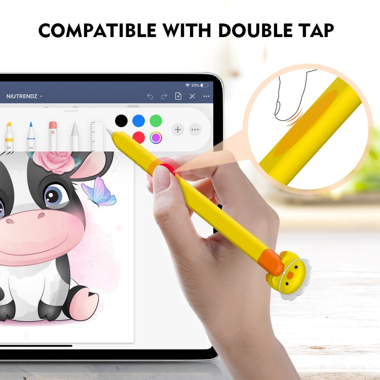 For Apple Pencil 2 AhaStyle PT-LC129 Pen Case Cartoon Silicone Protective Case(Cow White) - HoMEdemic™ 