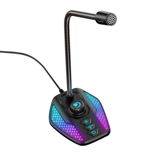 USB Gaming Microphone Built In Sound Card 5 Voice Changing Modes with RGB Lighting - HoMEdemic™ 