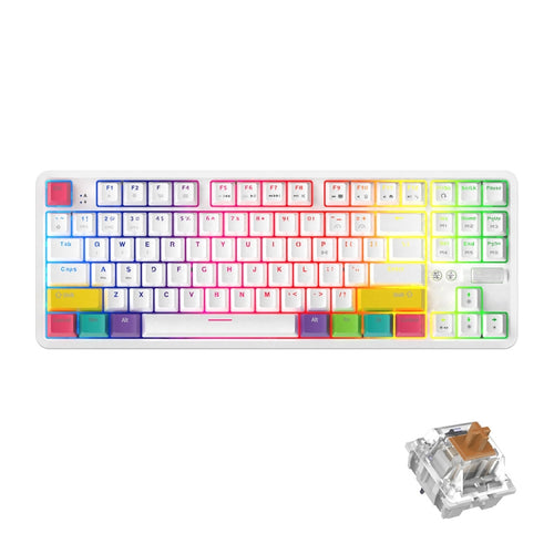 Ajazz K870T 87-Key Hot Swap Bluetooth/Wired Dual Mode RGB Backlight Office Game Mechanical Keyboard Tea Shaft (White) - HoMEdemic™ 