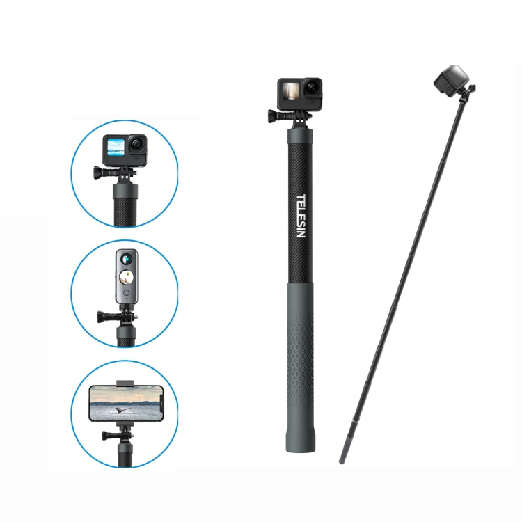 TELESIN 3M Carbon Fiber Selfie Stick Monopod  With 1/4 Screw For Action Camera - HoMEdemic™ 