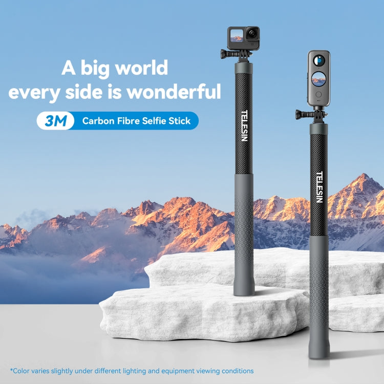 TELESIN 3M Carbon Fiber Selfie Stick Monopod  With 1/4 Screw For Action Camera - HoMEdemic™ 