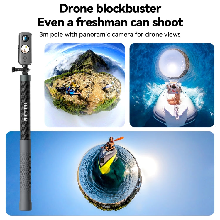 TELESIN 3M Carbon Fiber Selfie Stick Monopod  With 1/4 Screw For Action Camera - HoMEdemic™ 