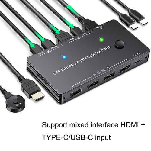 KVM201TCC 2 X Type-C/USB-C Input 2 In 1 Out 4K 60HZ KVM HD Switcher(Black) - HoMEdemic™ 