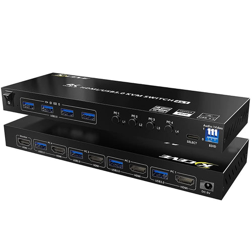 KVM401A 4 Ports USB 3.0 Shared Device HDMI KVM Switch HUB Shared Converter(Black) - HoMEdemic™ 