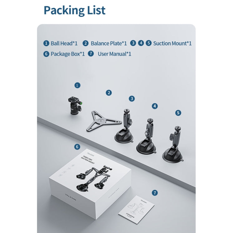 TELESIN Suction Cup Action Camera Tripod Mount for Car Holder Stand Bracket - HoMEdemic™ 