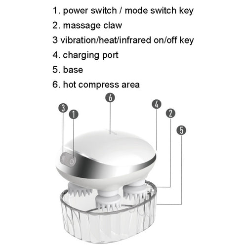 K111 Hot Compress Red Light Head Massager Electric Kneading Vibration Waterproof Head Instrument, Size: English Version(White) - HoMEdemic™ 