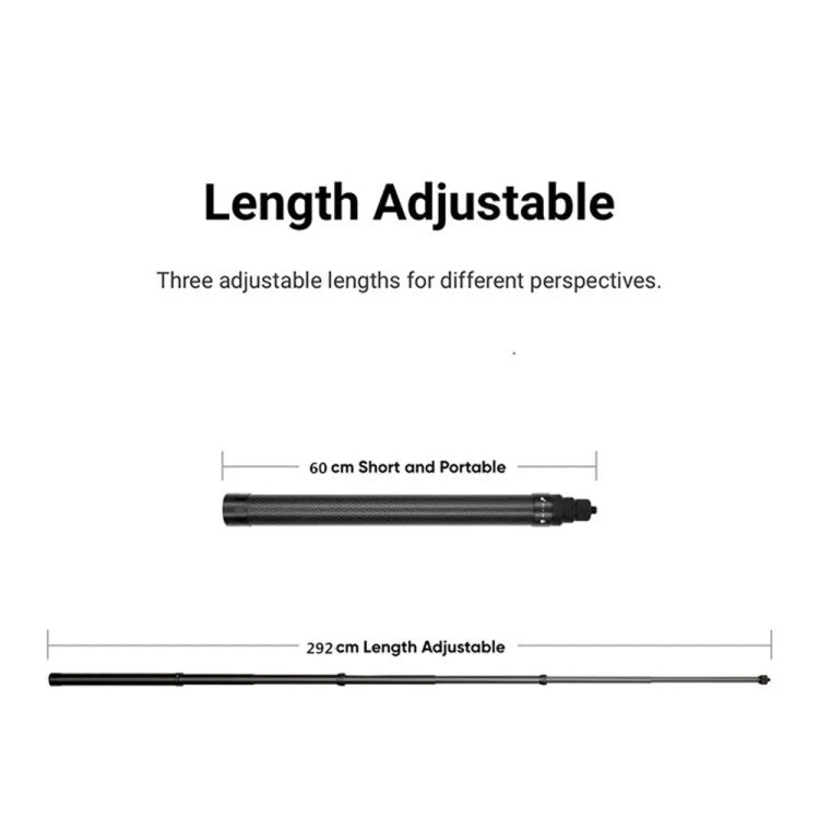 3m Carbon Fiber Extended Monopod Invisible Selfie Stick For Insta360  / DJI Action / GoPro / Xiao Yi Sports Camera - HoMEdemic™ 