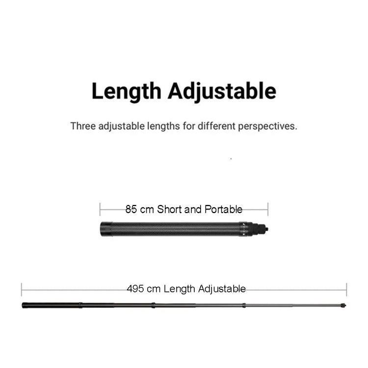 5m Carbon Fiber Extended Monopod Invisible Selfie Stick For Insta360  / DJI Action / GoPro / Xiao Yi Sports Camera - HoMEdemic™ 