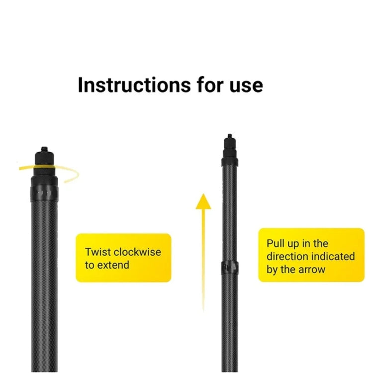 3m Carbon Fiber Extended Monopod Invisible Selfie Stick For Insta360  / DJI Action / GoPro / Xiao Yi Sports Camera - HoMEdemic™ 