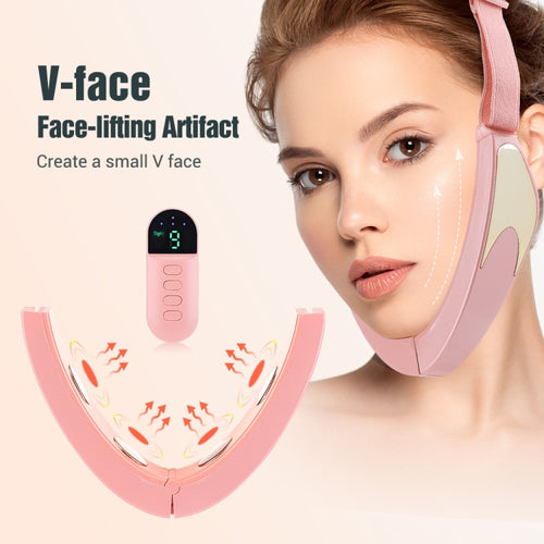 Microcurrent EMS Face Thinning Instrument Red Blue Light Skin Rejuvenation Beauty Instrument(Pink) - HoMEdemic™ 