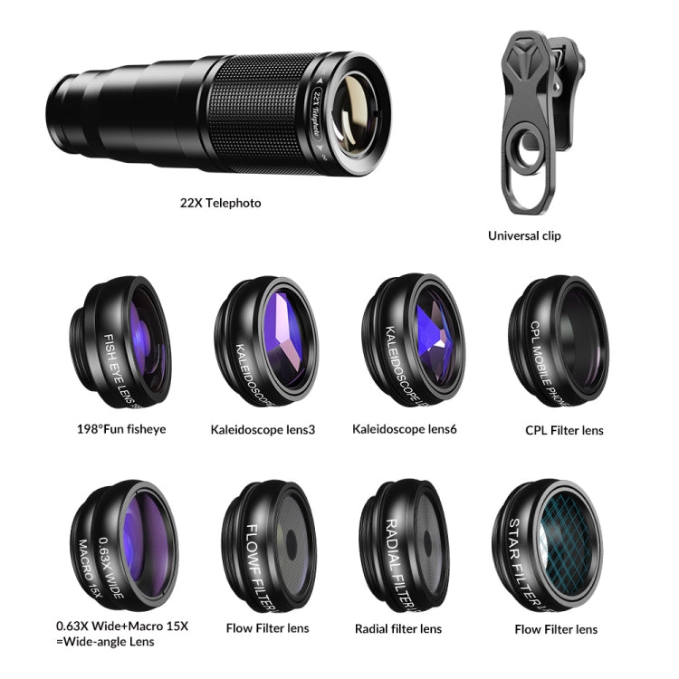 APEXEL APL-22XDG9 22X External Camera Adjustable Focus Mobile Phone Lens(10 in 1) - HoMEdemic™ 