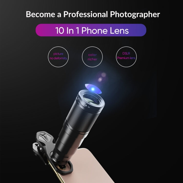 APEXEL APL-22XDG9 22X External Camera Adjustable Focus Mobile Phone Lens(10 in 1) - HoMEdemic™ 
